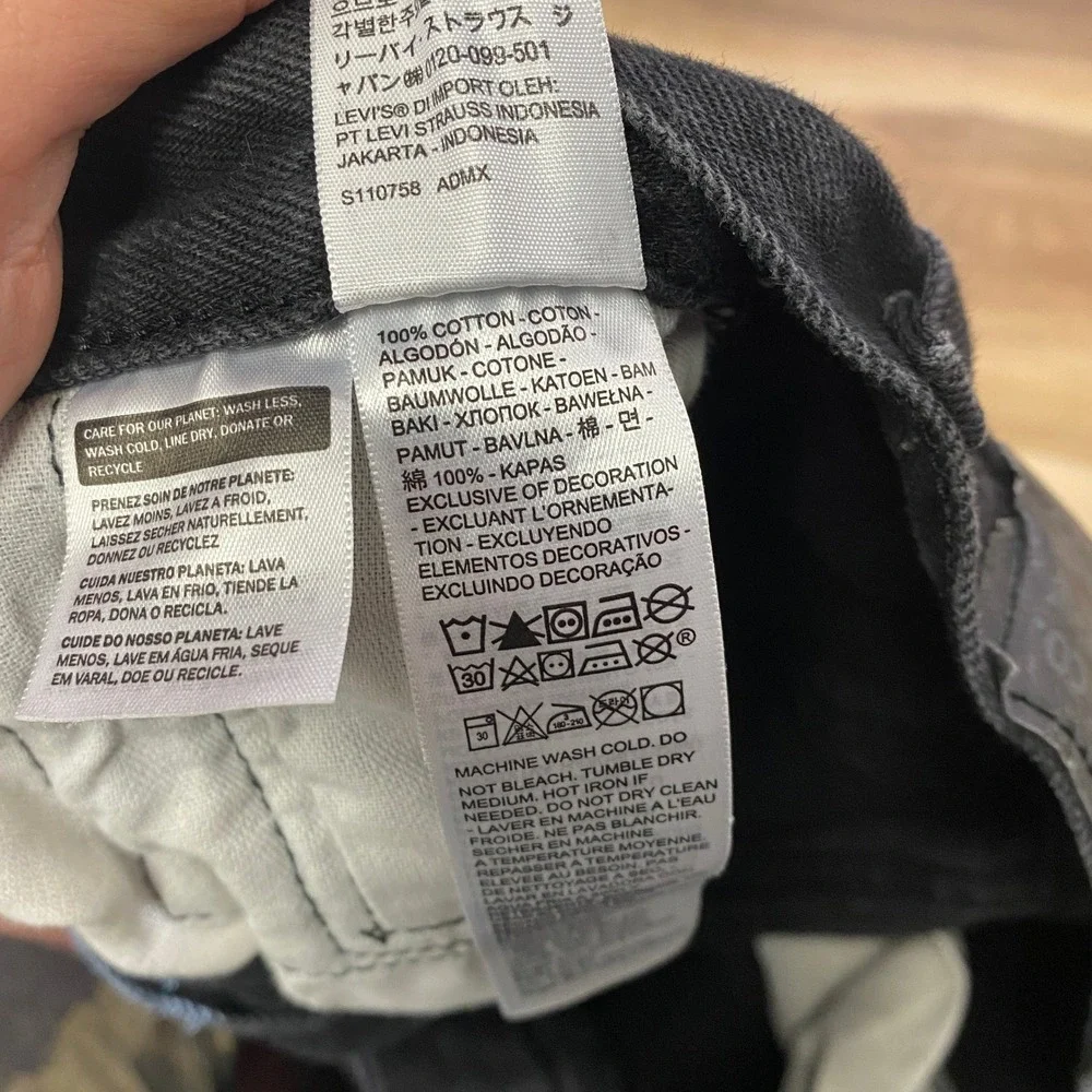 Levi's 501 Jeans Size 28x28 Straight Leg 100% Cotton Black Denim Mens